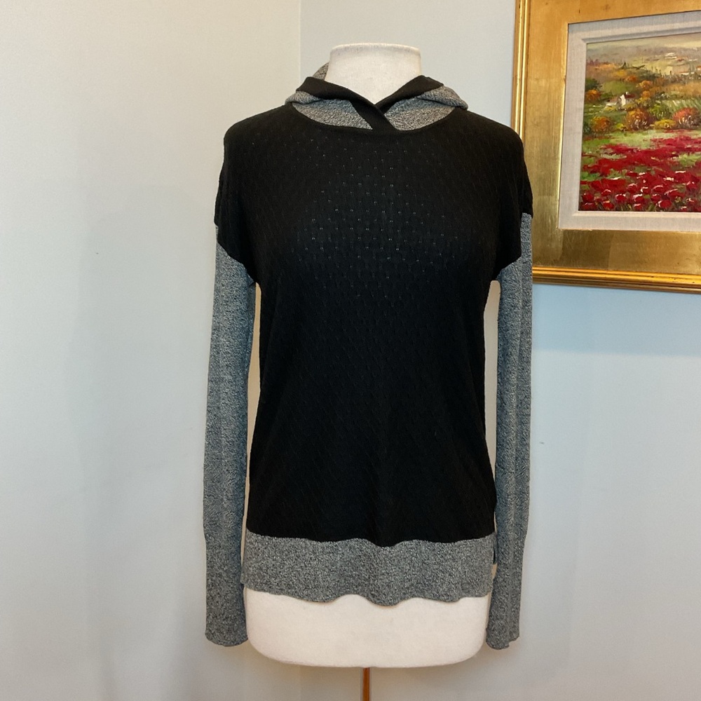 Smartwool Merino Wool Hooded Sweater‎ Black Gray Colorblock Small